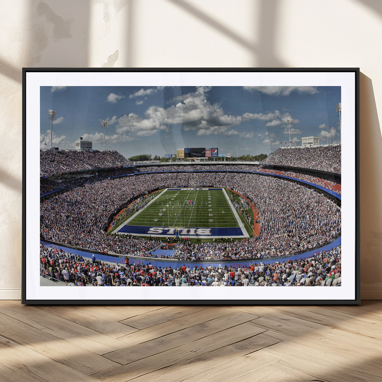 76491-MGC-FP-36x24_Black-Buffalo Bills Stadium Wall Art Canvas Print, Framed Bills Stadium Art Picture Print, Highmark Stadium Perfect Sport Room Decor