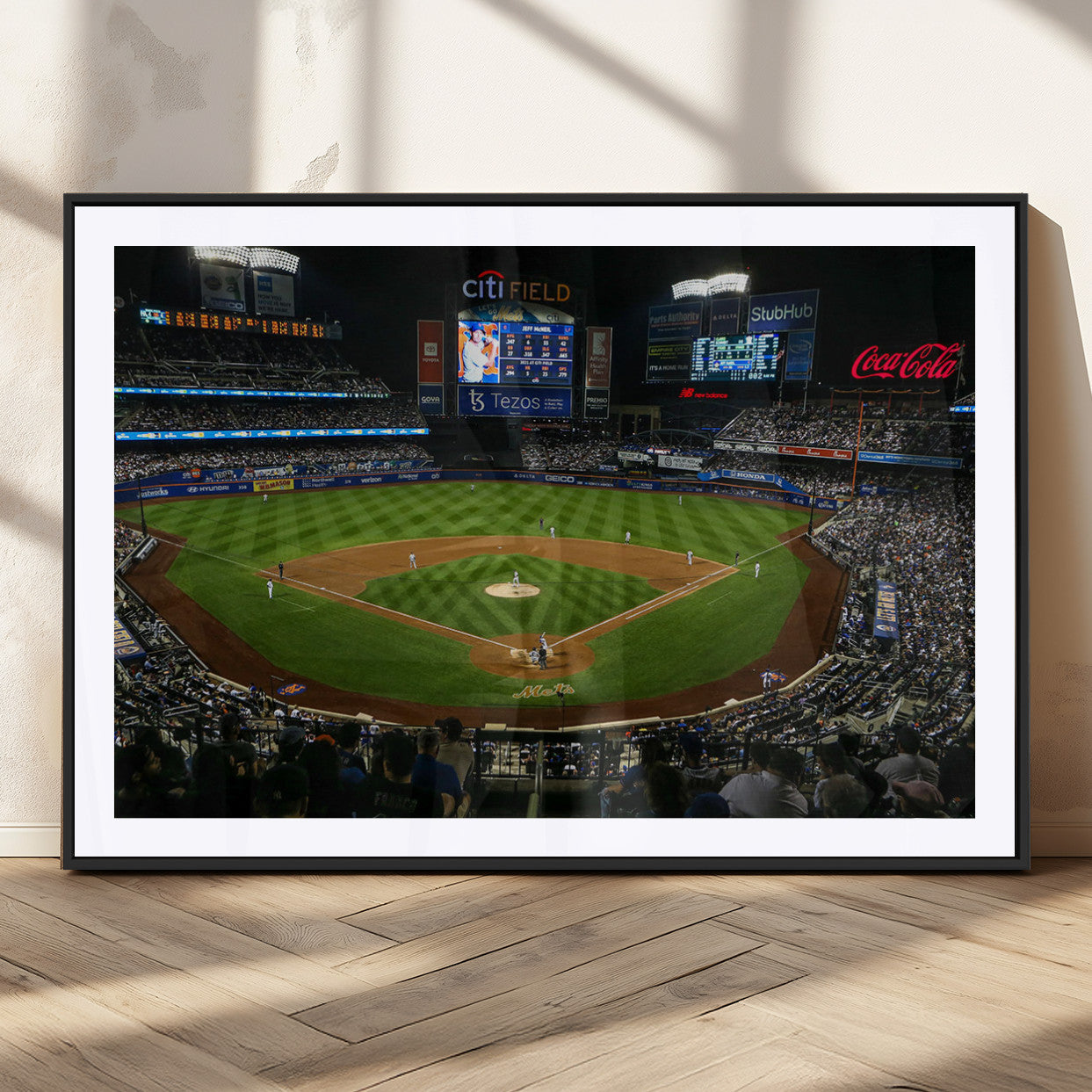 25148-MGV-CV-36X24-Baseball Stadium Wall Art – Canvas Print Night Game Packed Crowd Bright Lights Sports Photography, Dynamic Decor for Game Room,