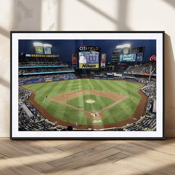 87666-MGC-FP-36x24_Black-City Field Stadium Wall Art Canvas Print, Framed New York Stadium Art Picture Print, Citi Field Stadium Perfect Sport Room Decor