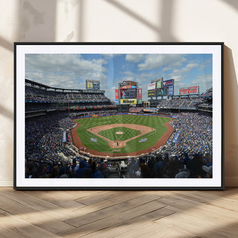 22910-MGC-FP-36x24_Black-City Field Stadium Wall Art Canvas Print, Framed New York Stadium Art Picture Print, City Field Perfect Sport Room Decor Artwork