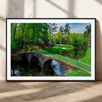 57655-MGC-FP-36x24_Black-Golf Course Wall Art – Canvas Print Scenic Green Fairway Stone Bridge Water Reflection Landscape, Classic Sports Decor for Office,