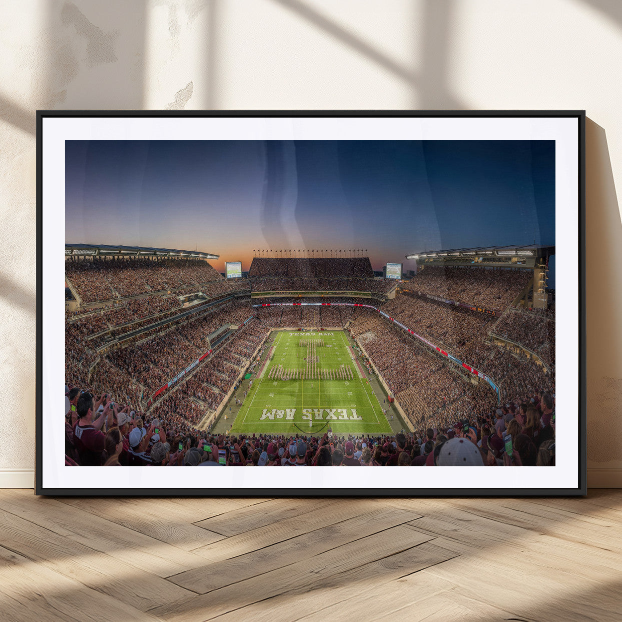 17421-MGC-FP-36x24_Black-Kyle Field Wall Art Canvas Print, Framed Texas Stadium Art Picture Print, Kyle Field Stadium Perfect Sport Room Decor Artwork