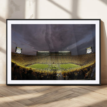 72404-MGC-FP-36x24_Black-Michigan Wolverine Stadium Wall Art Canvas Print, Framed Michigan Stadium Art Picture Print, Football Stadium Perfect Sport Room