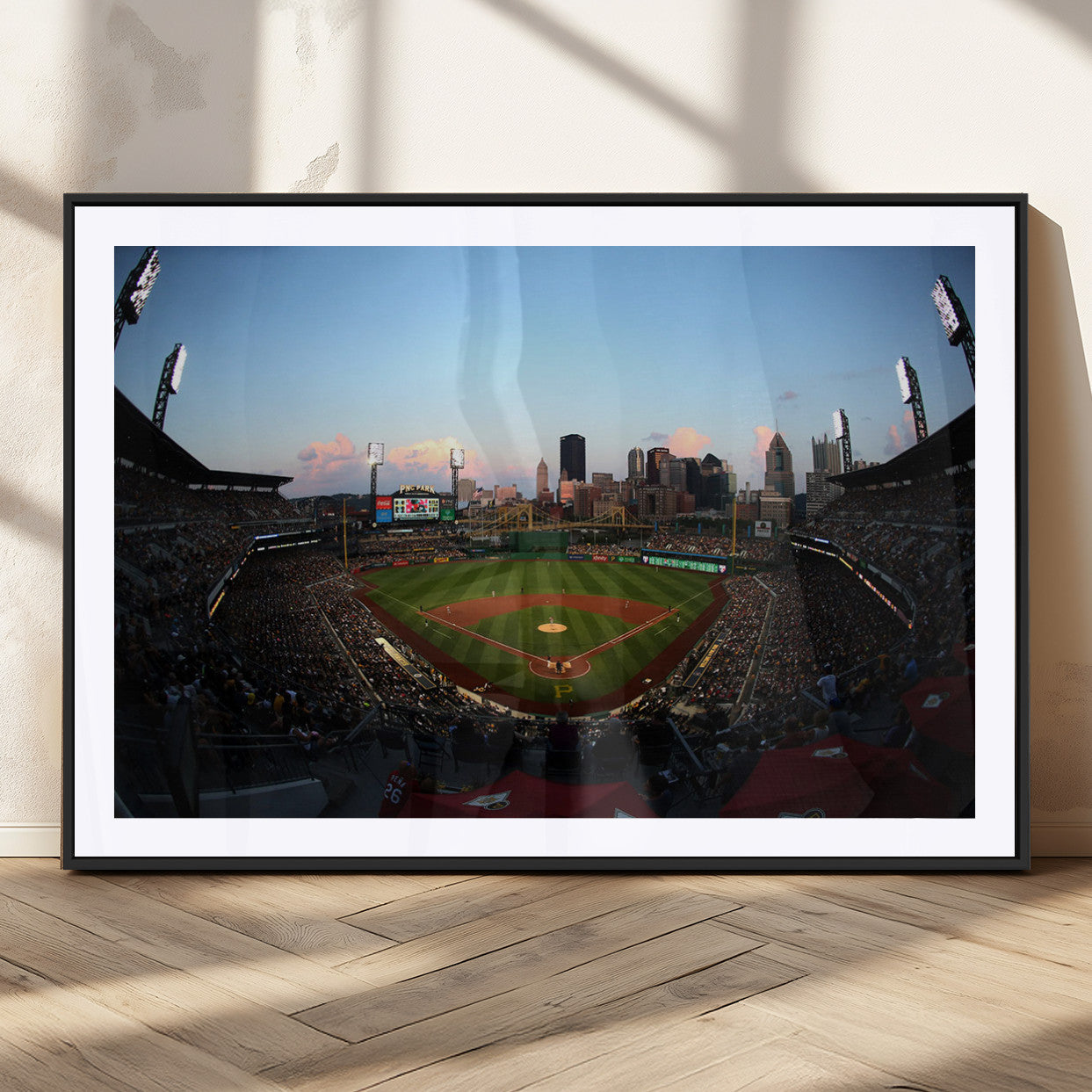 67670-MGC-FP-36x24_Black-PNC Park Stadium Wall Art Canvas Print, Framed Pittsburgh Pirates Stadium Art Picture Print, PNC Park Field Perfect Sport Room
