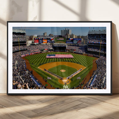 20879-MGC-FP-36x24_Black-Yankee Stadium Wall Art Canvas Print, Framed New York Stadium Art Picture Print, Yankee Field Perfect Sport Room Decor Artwork