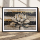 18807-MGV-CV-36X24-Lotus Flower Wall Art Canvas Print, Framed Abstract Lotus Art Picture Print, White Lotus Flower Perfect Abstract Floral Decor