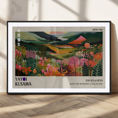 75719-MGC-FP-36x24_Black-Botanical Mountain Valley Wall Art – Panoramic Nature Canvas Print, Vibrant Floral Field Artwork for Living Room, Bedroom, Office,