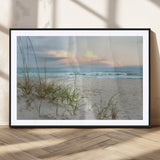 Test1001-MGC-FP-36x24_Black-Coastal Beach Wall Art – Panoramic Ocean Waves and Sandy Dunes Canvas Print, Serene Seascape with Sea Oats for Relaxing Home or