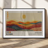 88180-MGV-CV-36X24-Yayoi Kusama Landscape Wall Art – Abstract Dotted Mountain Canvas Print, Retro Sun Poster for Modern Living Room, Office or