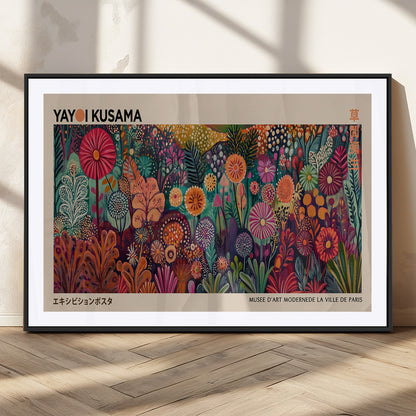 51280-MGC-FP-36x24_Black-Abstract Yayoi Kusama Wall Art Canvas Print, Framed Japanese Wabi Sabi Art Picture Print, Yayoi Kusama Perfect Abstract Modern