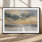 45544-MGV-CV-36X24-Ocean Sunset Wall Art – Serene Seascape Canvas Print with Golden Sky and Calm Water, Coastal Beach Artwork for Living Room,