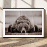 20611-MGC-FP-36x24_Black-Grizzly Bear Wall Art – Majestic Wildlife Sepia Canvas Print, Rustic Nature Animal Artwork for Cabin, Lodge, Living Room, Bedroom,