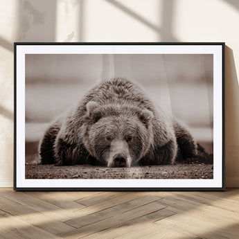 20611-MGC-FP-36x24_Black-Grizzly Bear Wall Art – Majestic Wildlife Sepia Canvas Print, Rustic Nature Animal Artwork for Cabin, Lodge, Living Room, Bedroom,