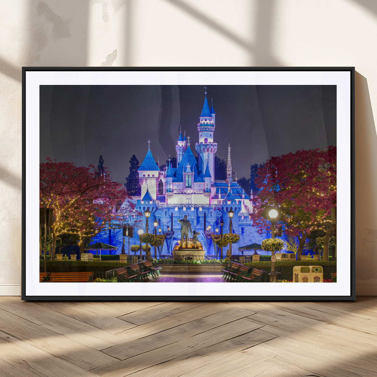66710-MGV-CV-36X24-Enchanted Castle Wall Art – Magical Night Scene Canvas Print with Glowing Lights, Fantasy Architecture Artwork for Living Room,