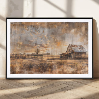 FARM2-MGC-FP-36x24_Black-Rustic Farmhouse Wall Art Canvas Print, Framed Old Barn Art Picture Print, Southwestern Farmhouse Perfect Rustic Decor Artwork