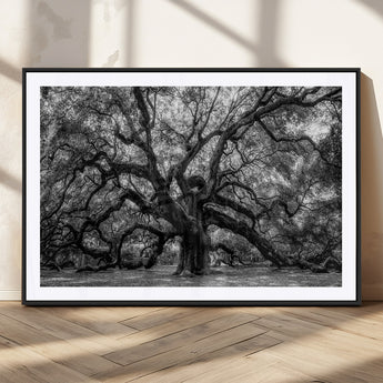 132944706-MGC-FP-36x24_Black-Ancient Tree Wall Art – Black and White Photography Canvas Print Featuring Majestic Twisting Branches, Rustic Nature Artwork for