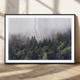 62890402-MGC-FP-36x24_Black-Misty Forest Wall Art Canvas Print, Framed Foggy Pines Art Picture Print, Pine Valley Perfect Moody Woodland Decor Artwork