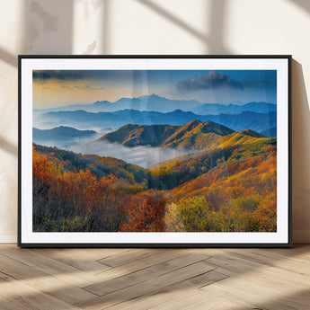 86772247-MGC-FP-36x24_Black-Autumn Mountains Wall Art Canvas Print, Framed Fall Foliage Art Picture Print, Vibrant Hills Perfect Vibrant Nature Decor Artwork
