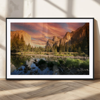31199457-MGC-FP-36x24_Black-Yosemite Valley Wall Art Canvas Print, Framed El Capitan Art Picture Print, Sunset Sky Perfect Vibrant Western Decor Artwork
