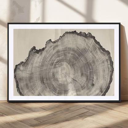 98921313-MGC-FP-36x24_Black-Tree Ring Wall Art Canvas Print, Framed Wood Slice Art Picture Print, Minimalist Wood Perfect Rustic Academic Decor Artwork