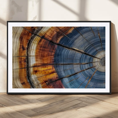 96890915-MGC-FP-36x24_Black-Abstract Tree Ring Wall Art – Rustic Nature Canvas Print with Wood Grain Texture, Modern Earth Tone Artwork for Office, Living