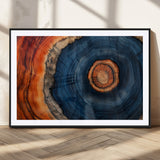 72209152-MGC-FP-36x24_Black-Abstract Tree Ring Wall Art – Vibrant Blue Orange Wood Grain Canvas Print, Rustic Modern Nature Artwork for Living Room, Office,