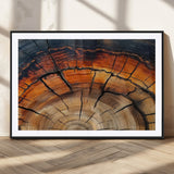 65909987-MGC-FP-36x24_Black-Rustic Tree Ring Wall Art – Nature Inspired Wooden Texture Canvas Print, Modern Abstract Artwork for Living Room, Bedroom, Office