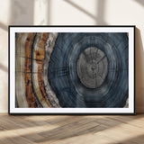 91368647-MGC-FP-36x24_Black-Tree Ring Wall Art – Natural Rustic Wood Texture Canvas Print, Farmhouse Log Cabin Decor, Framed Abstract Tree Stump for Living