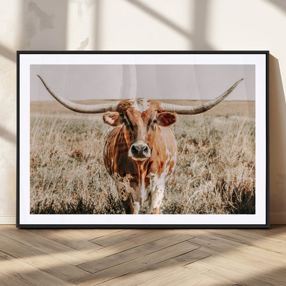54986862-MGC-FP-36x24_Black-Majestic Longhorn Wall Art – Canvas Print of Graceful Strength & Bold Spirit, Wild Plains Beauty Nature Inspired Rustic Decor for