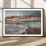 40632752-MGC-FP-36x24_Black-Ocean Sunset Wall Art Canvas Print, Framed Beach Waves Art Picture Print, Coastal Scene Perfect Coastal Decor Artwork