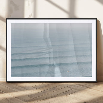 47814787-MGC-FP-36x24_Black-Ocean Waves Wall Art Canvas Print, Framed Solo Surfer Art Picture Print, Wave Lines Perfect Minimalist Ocean Decor Artwork
