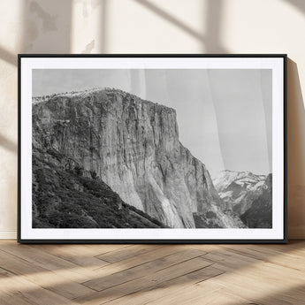 39393420-MGC-FP-36x24_Black-El Capitan Wall Art Canvas Print, Framed Yosemite Cliff Art Picture Print, Monochrome Mountain Perfect Monochrome Sierra Decor