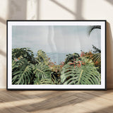 45700479-MGC-FP-36x24_Black-Monstera Leaves Wall Art Canvas Print, Framed Tropical Ocean Art Picture Print, Tropical Foliage Perfect Tropical Coastal Jungle