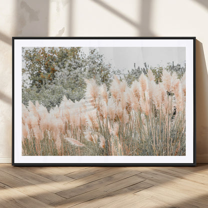 21826392-MGC-FP-36x24_Black-Pampas Grass Wall Art Canvas Print, Framed Soft Pampas Art Picture Print, Pastel Grasses Perfect Soft Neutral Boho Decor Artwork