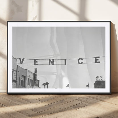 68254589-MGC-FP-36x24_Black-Venice Sign Wall Art Canvas Print, Framed Venice Letters Art Picture Print, Los Angeles Perfect Minimalist Urban Decor Artwork