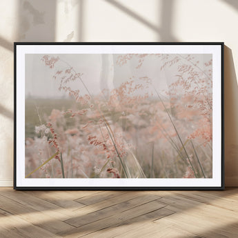 79164340-MGC-FP-36x24_Black-Pastel Grasses Wall Art Canvas Print, Framed Soft Meadow Art Picture Print, Field in Breeze Perfect Pastel Minimal Decor Artwork