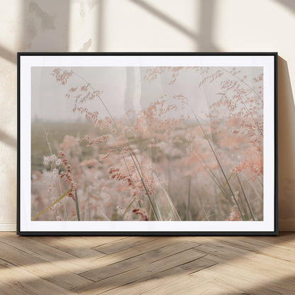 79164340-MGC-FP-36x24_Black-Pastel Grasses Wall Art Canvas Print, Framed Soft Meadow Art Picture Print, Field in Breeze Perfect Pastel Minimal Decor Artwork