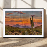 25332783-MGC-FP-36x24_Black-Saguaro Cactus Wall Art Canvas Print, Framed Arizona Sunset Art Picture Print, Sonoran Desert Perfect Southwestern Boho Decor