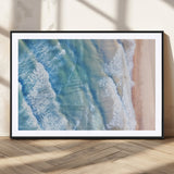 17641845-MGC-FP-36x24_Black-Aerial Ocean Wall Art Canvas Print, Framed Blue Waves Art Picture Print, Sandy Shoreline Perfect Modern Coastal Decor Artwork