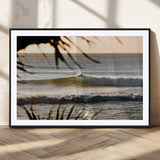 24896468-MGC-FP-36x24_Black-Sunset Surf Wall Art Canvas Print, Framed Golden Waves Art Picture Print, Tropical Ocean Perfect Tropical Boho Decor Artwork