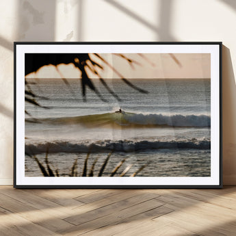 24896468-MGC-FP-36x24_Black-Sunset Surf Wall Art Canvas Print, Framed Golden Waves Art Picture Print, Tropical Ocean Perfect Tropical Boho Decor Artwork