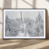 44705668-MGC-FP-36x24_Black-Winter Forest Wall Art Canvas Print, Framed Snowy Forest Art Picture Print, Ski Lift Perfect Scandinavian Decor Artwork