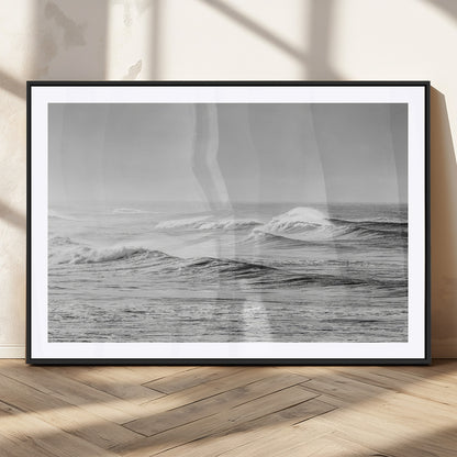 98634812-MGV-CV-36X24-Black and White Ocean Waves Wall Art – Minimalist Sea Canvas Print, Coastal Photography Decor for Living Room, Bedroom or Office