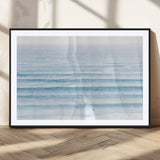 77145995-MGC-FP-36x24_Black-Ocean Simplicity Wall Art Canvas Print, Framed Surfer on Water Art Picture Print, Light Blue Perfect Coastal Minimalist Decor
