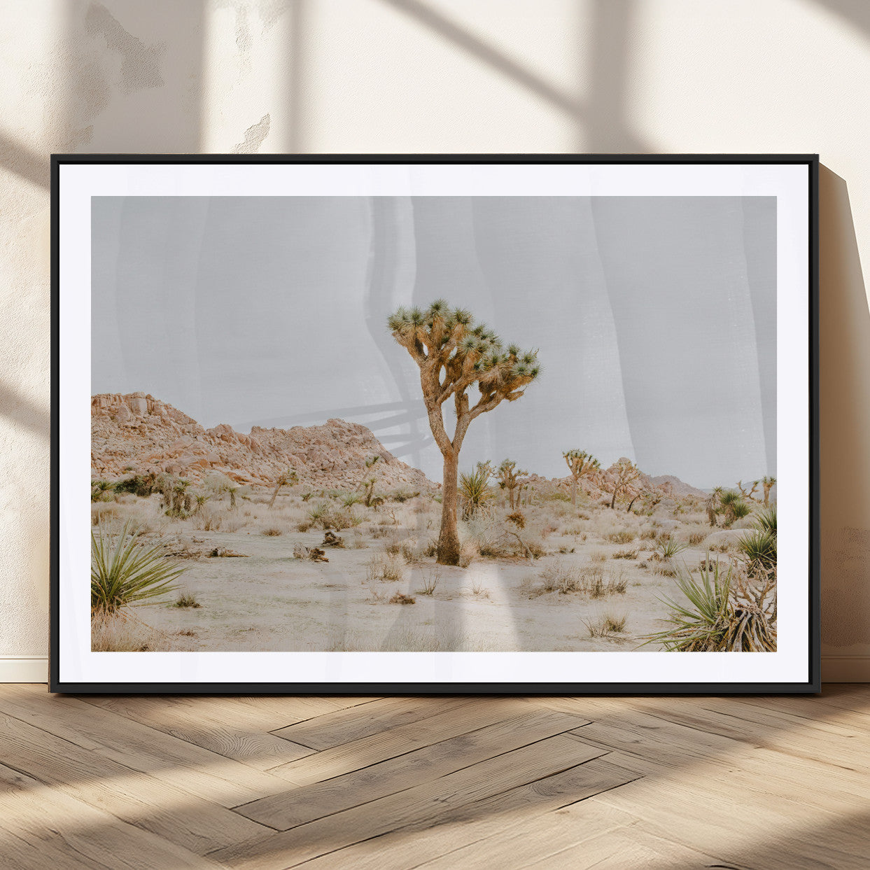 67109959-MGC-FP-36x24_Black-Joshua Tree Wall Art Canvas Print, Framed Neutral Desert Art Picture Print, Earthy Landscape Perfect Neutral Boho Decor Artwork