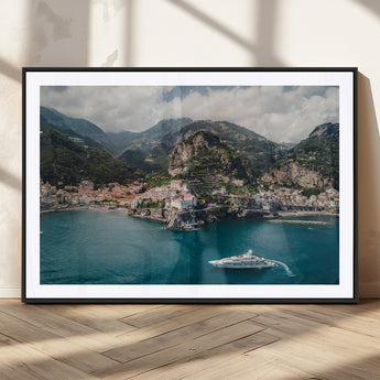 20321590-MGC-FP-36x24_Black-Amalfi Coast Wall Art Canvas Print, Framed Italy Travel Art Picture Print, Mediterranean Landscape Perfect Mediterranean Coastal