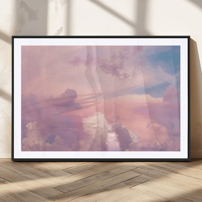 22874890-MGV-CV-36X24-Pastel Sky Wall Art Canvas Print, Framed Dreamy Cloudscape Art Picture Print, Sunset Glow Perfect Minimalist Serenity Decor