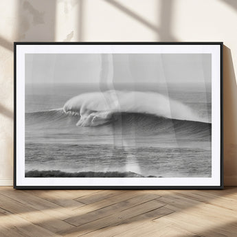 42544082-MGV-CV-36X24-Monochrome Seascape Wall Art Canvas Print, Framed Surf Wave Art Picture Print, Minimalist Ocean Perfect Moody Coastal Decor