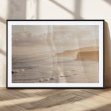 57669769-MGC-FP-36x24_Black-Misty Coastal Wall Art Canvas Print, Framed Golden Sunset Art Picture Print, Serene Shoreline Perfect Tranquil Coastal Decor