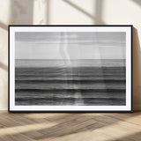 47305203-MGC-FP-36x24_Black-Monochrome Ocean Wall Art Canvas Print, Framed Moody Ocean Art Picture Print, Calm Ocean Perfect Minimalist Coastal Decor Artwork